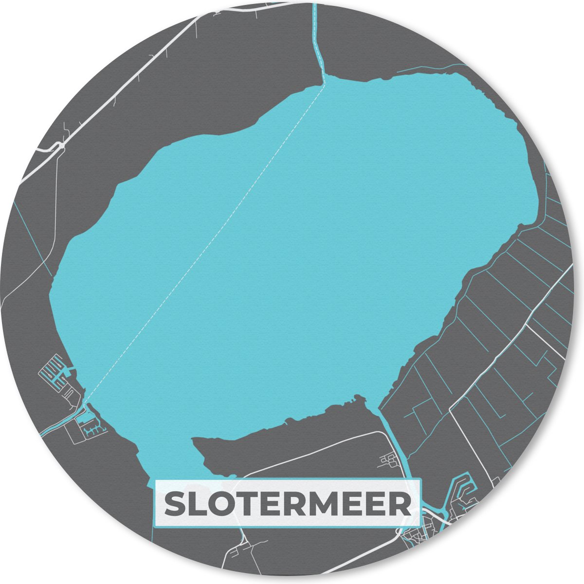 Muismat rond 50x50 cm - Mousepad Slotermeer - Plattegrond - Stadskaart - Kaart - Nederland - Ronde muismatten - Stadskaart
