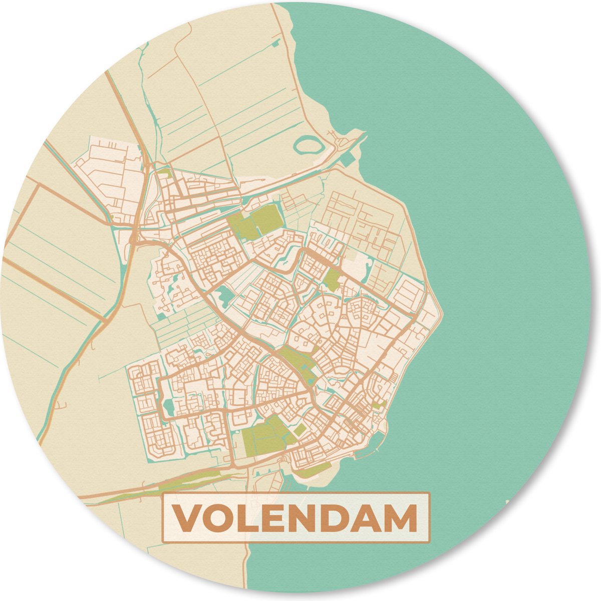 Muismat rond 30x30 cm - Mousepad Kaart - Volendam - Plattegrond - Stadskaart - Ronde muismatten - Stadskaart