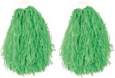 4x Stuks cheerball/pompom groen met ringgreep 28 cm - Cheerleader verkleed accessoires