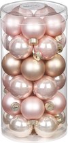 60x stuks kleine glazen kerstballen parel roze 4 cm - Kerstboomversiering/kerstversiering