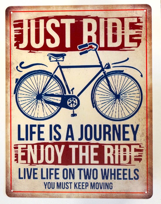 2D Metalen wandbord "Just Ride" 33x25cm