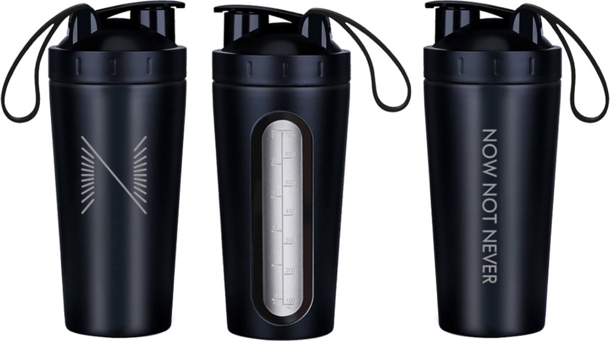 Goedkoopste Shakebeker - RVS - shaker - waterfles - drinkfles - 700 ml - 100 BPA vrij