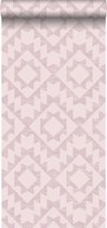 krijtverf eco texture vliesbehang aztec lila roze - 148676 van ESTAhome
