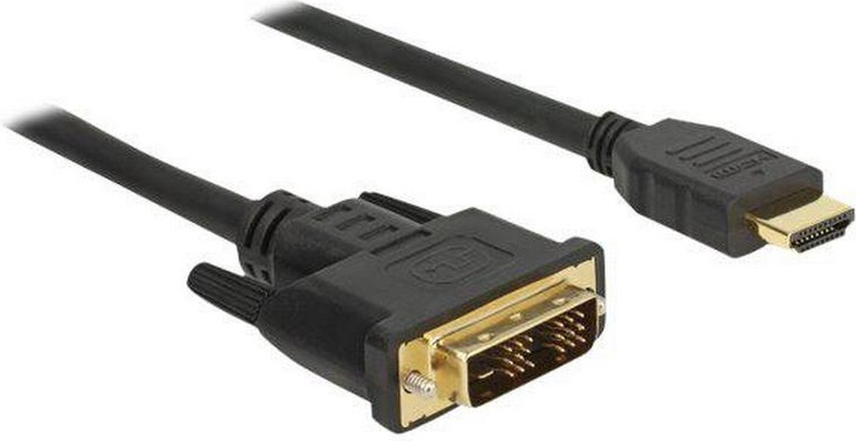 NÖRDIC HDMI-N0820 HDMI naar DVI-D kabel - Single Link - 60Hz 5.1Gbps - Vergulde connectoren - 2m - Zwart - NÖRDIC