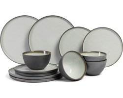 Cosy & Trendy Serviesset Plato Mat - 12-delig / 4 personen - 4 dinerborden, 4 ontbijtborden en 4 kommen