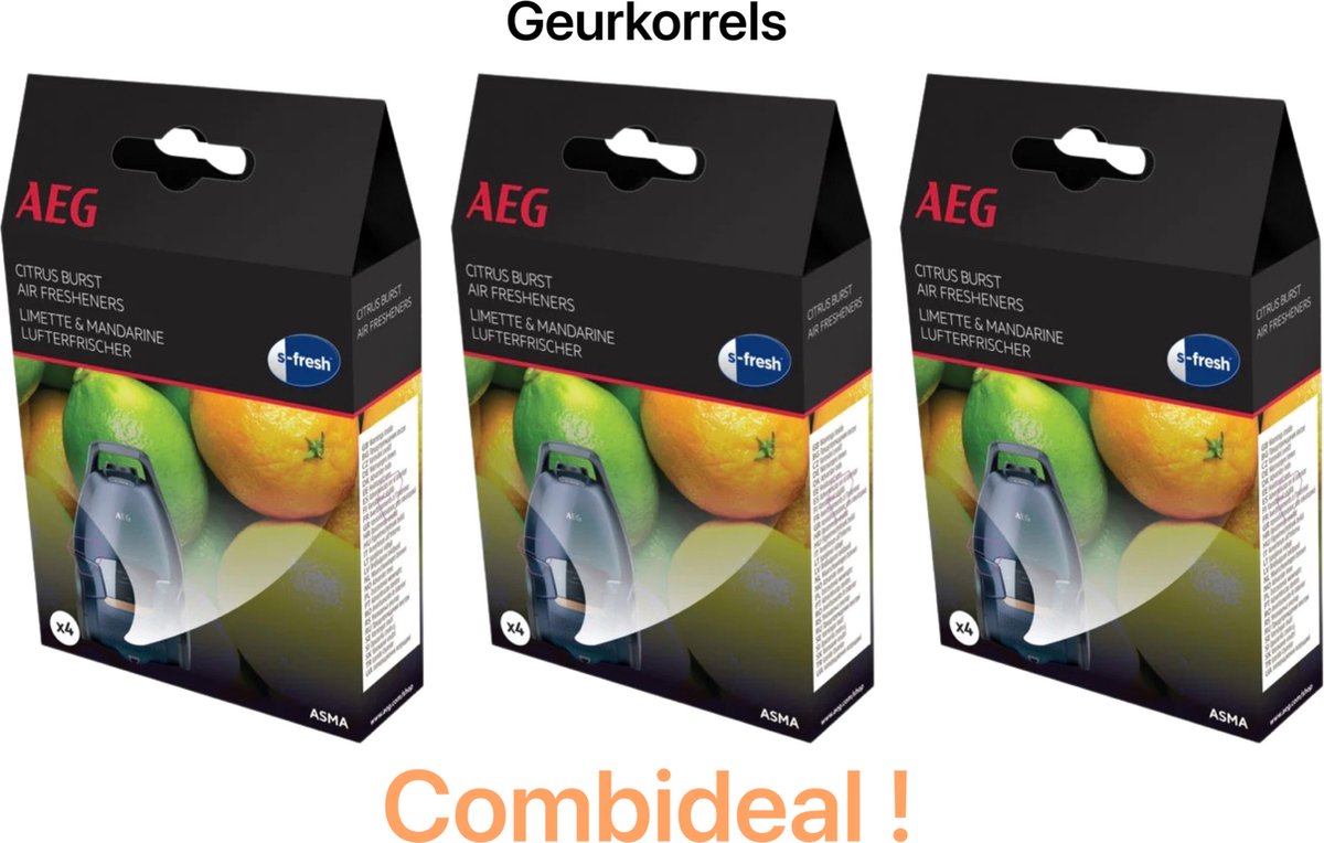 AEG - S-Fresh - Geurkorrels - Citrus Burst (citroen/limoen-geur) - Air Freshners - Geurparels - COMBIDEAL - 12 Zakjes