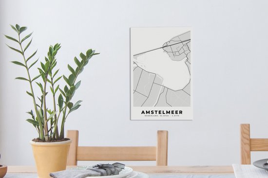 Canvas Schilderij Stadskaart - Amstelmeer - Plattegrond - Nederland - Kaart - 20x30 cm - Wanddecoratie