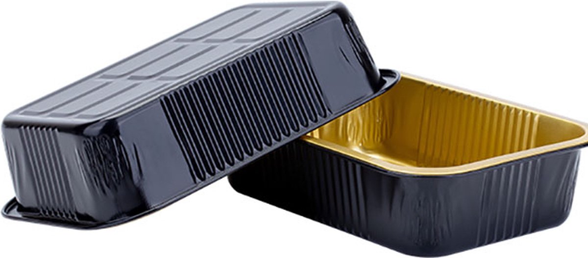 Aluminium Bakjes Wegwerp Zwart Gold - bakvormen Rechthoek (50 stuks) - Taartvorm, Cakevorm - Aluminium Schaal voor bakkerijen