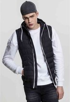 Urban Classics - Small Bubble Hooded Vest Jacket - S - Zwart/Wit