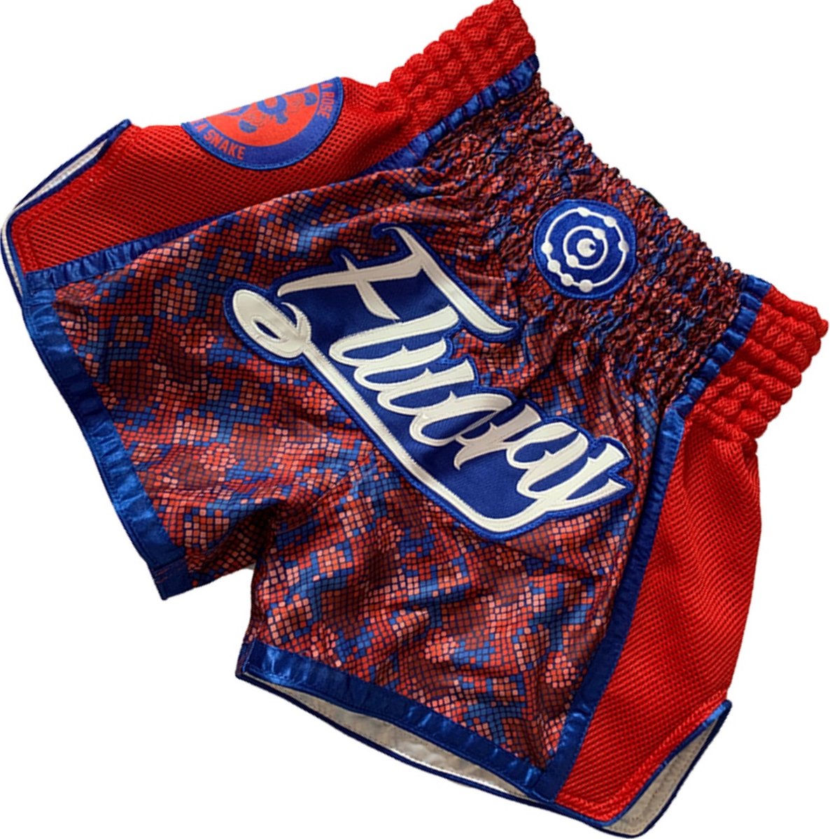 Fluory Muay Thai Shorts Kickboxing Square Colors Red - L