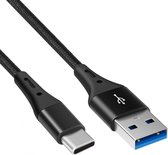 USB C laadkabel - 3.2 Gen 1x1 - USB C naar USB A kabel - Nylon gevlochten mantel - Zwart -5 meter