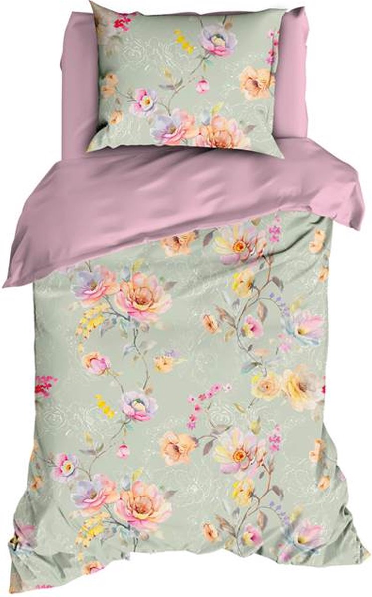 Satin D Or Satin d'Or Charlotte Dekbedovertrek - Eenpersoons - 1-persoons (140x200/220 cm + 1 sloop) - Zachtgroen