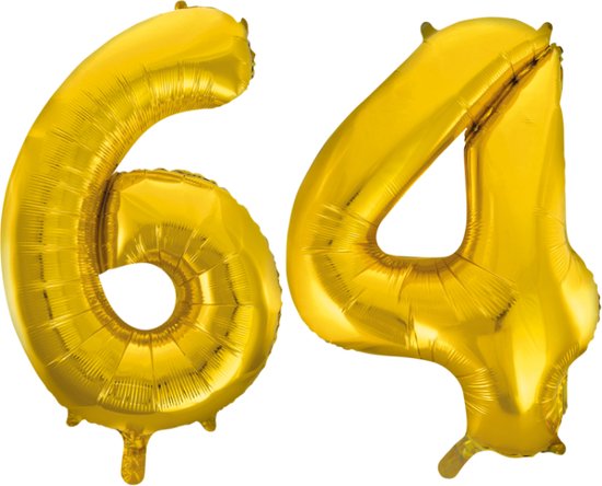 Folieballon 64 jaar Goud 66cm