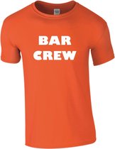 T-Shirt Bar Crew / personeel tekst Oranje heren XL