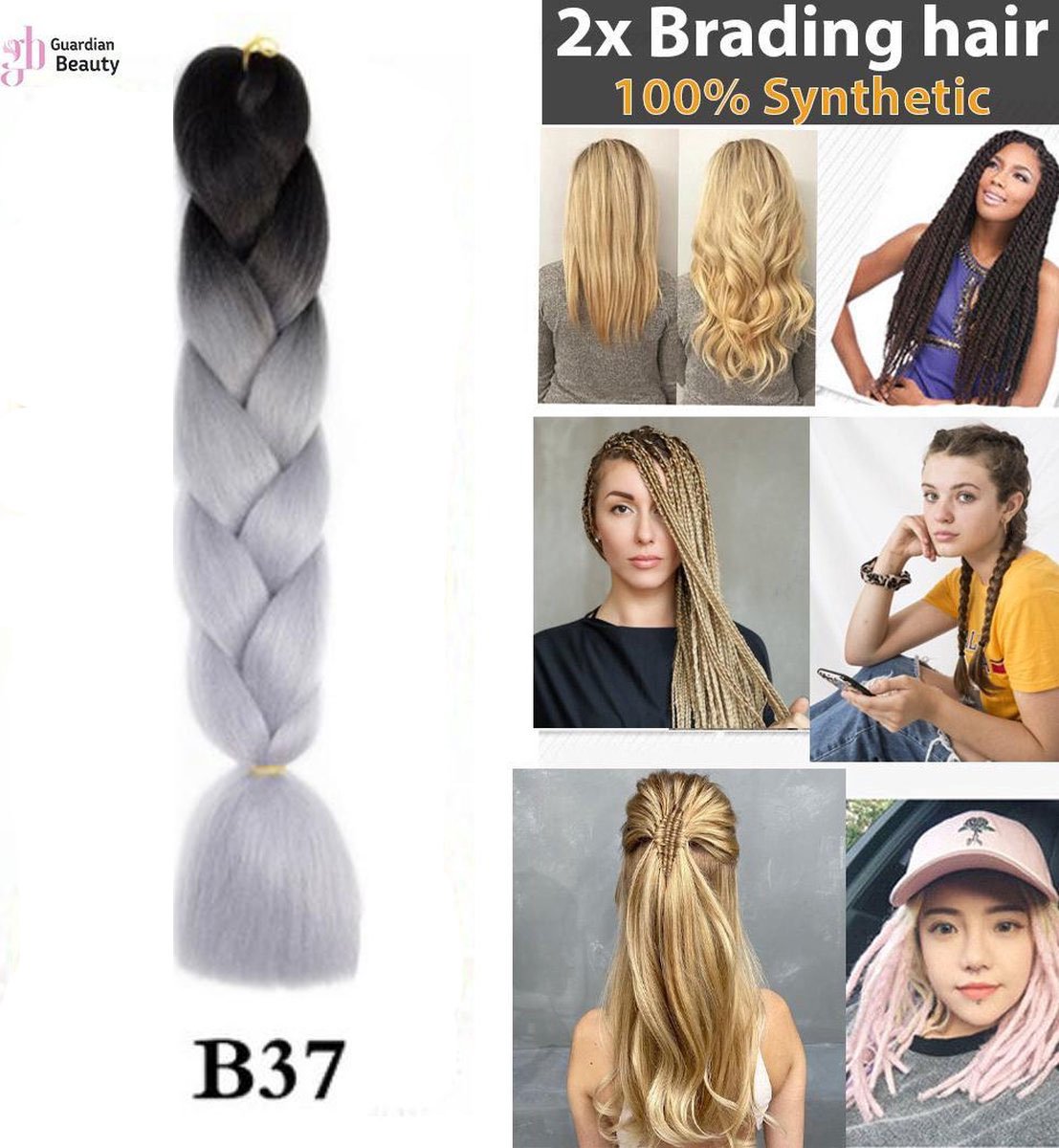 Haar extensions 60cm (#B37) | Haar Vlechten Extensions Voor Gehaakte Twist Vlechten Haar, Vlecht Pre Uitgerekt Vlechten Haar | vlechthaar blond - Synthetisch haar | Vlechtharen 2 pakken x 60cm per stuk