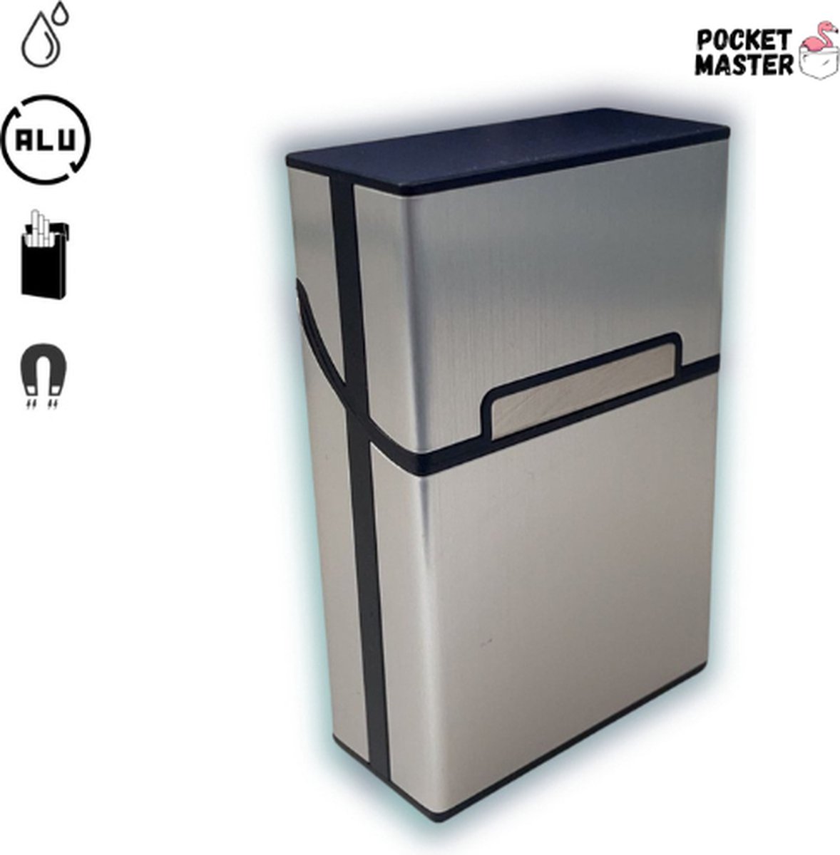 Goedkoopste PocketMaster Sigaretten Doosje - Zilver - Aluminium - Sigarettenhouder - Weerbestendig - Stevige en Luxe Sigarettendoosjes