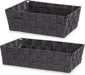 Set van 4x stuks Kast/badkamer opbergmandjes zwart in 2 formaten - Opruimmandjes/vakverdelers