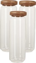 Set de 6x bocaux / bocaux de stockage cuisine luxe en verre 1300 ml - Bidons alimentaires avec couvercle hermétique - Dimensions : 9 x 25 cm