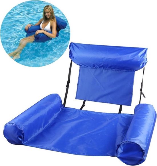 Blauwe Opblaasbare Drijfstoel Drijvende WaterStoel LoungeStoel WaterHangmat Zwembad Ligbed Luchtbed - Floating Bed - Beach Float - Float LoungeStoel - Drijvende Water Ligstoel - Opblaasbaar