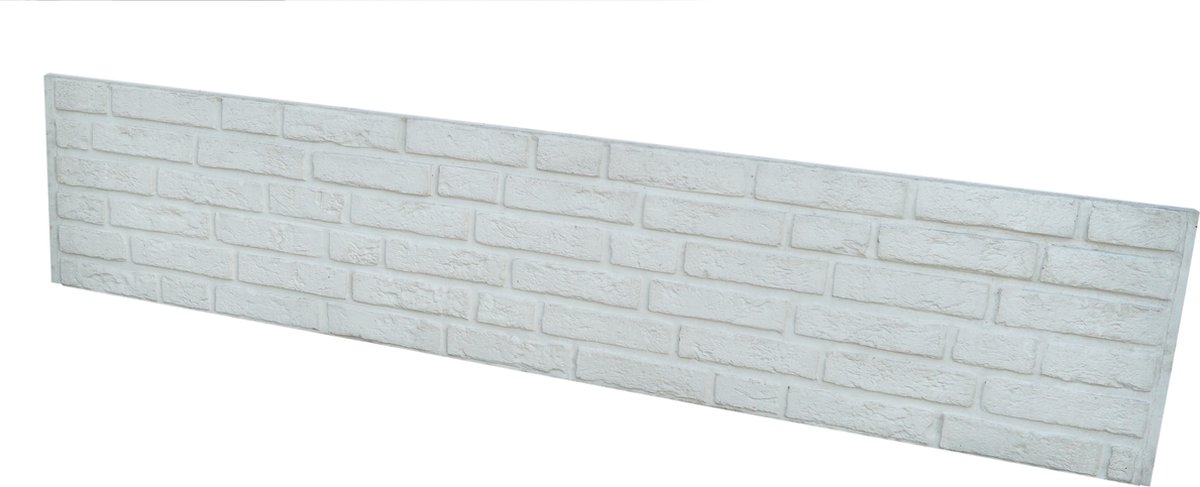 Betonplaat voor schutting - wit - steenmotief