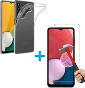 Silicone hoesje transparant met 2 Pack Tempered glas Screen Protector Geschikt voor: Samsung Galaxy A13 5G / Samsung Galaxy A04s