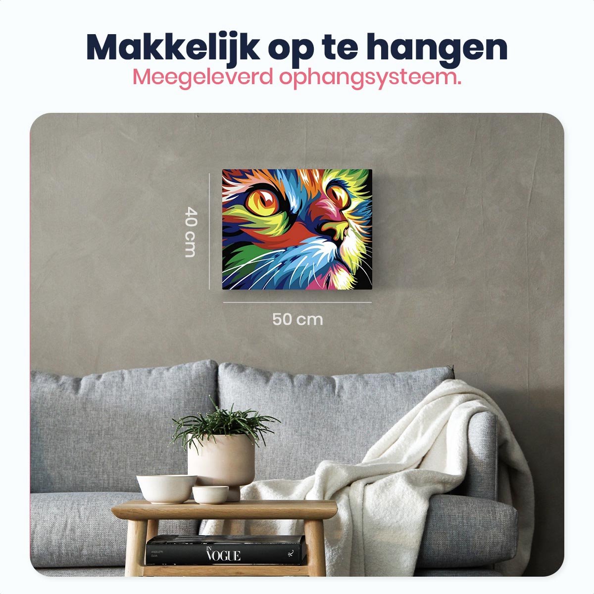 Eagle® Schilderen op Nummer Volwassenen - Gekleurde Kat - Gespannen op Houten Frame - 50x40cm — afbeelding 6