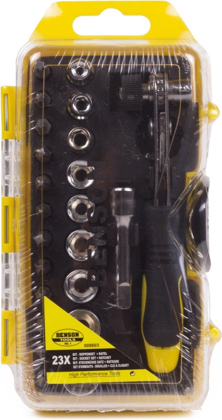 Benson Compacte doppenset met ratel - 23-delig - Inclusief opbergbox