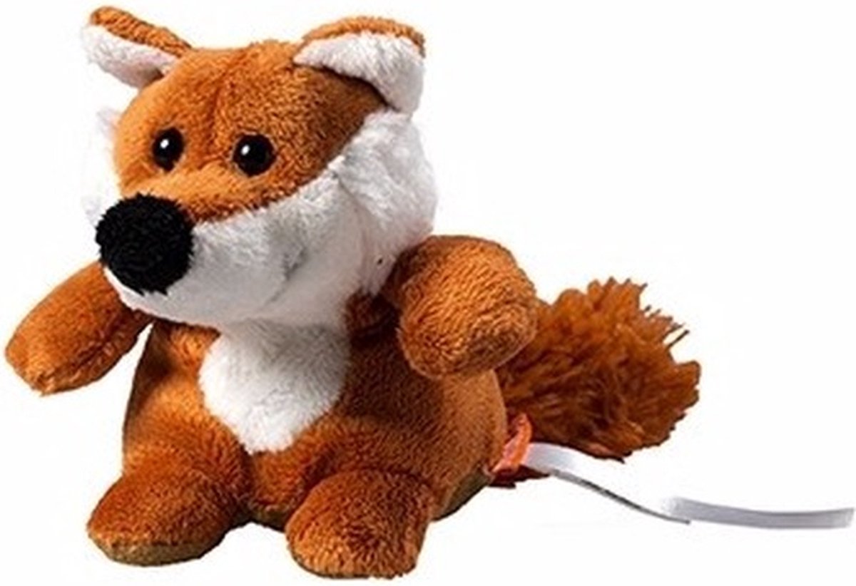 MBW Pluche vos knuffel - Staande vos met beschrijfbaar label - 11 cm