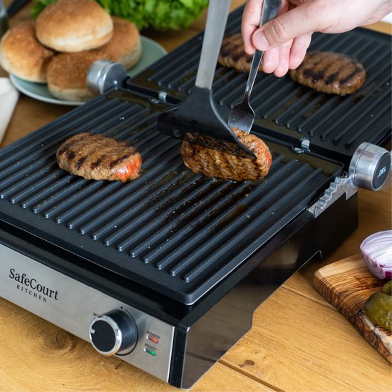 Safecourt Kitchen Tosti apparaat - Grill apparaat - Uitneembare platen ContactGrill - 3-in-1 -180 °C grill