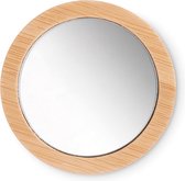 Make-up spiegel - Zakspiegel - Tasspiegeltje - Dames - Met opbergzakje - 8 cm - Bamboe - beige
