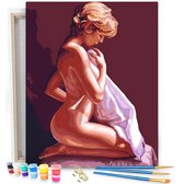 Eagle®️ Schilderen op Nummer Volwassenen - Prachtige Vrouw - Gespannen op Houten Frame - 50x40cm
