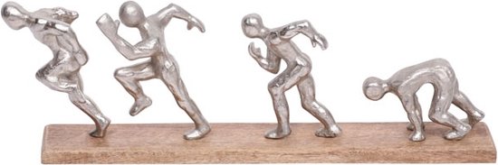 Sculptuur vooruitgang boeken - mangohout en aluminium  50x8,5x17 cm kleur zilver