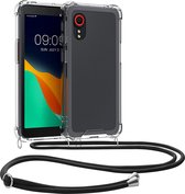 Xcover 5 Hoesje transparant silicone met Koord - Samsung Galaxy Xcover 5 hoesje met koord - hoesje Samsung Galaxy Xcover 5 met koord draagkoord TPU backcover - Zwart