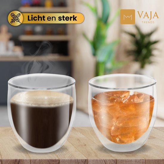 Verres à thé Trends Verres à thé à double paroi avec cuillère - Set de Verres à café - 250 ml - 4 pièces - Verres à Cappuccino - Verre à thé à double paroi