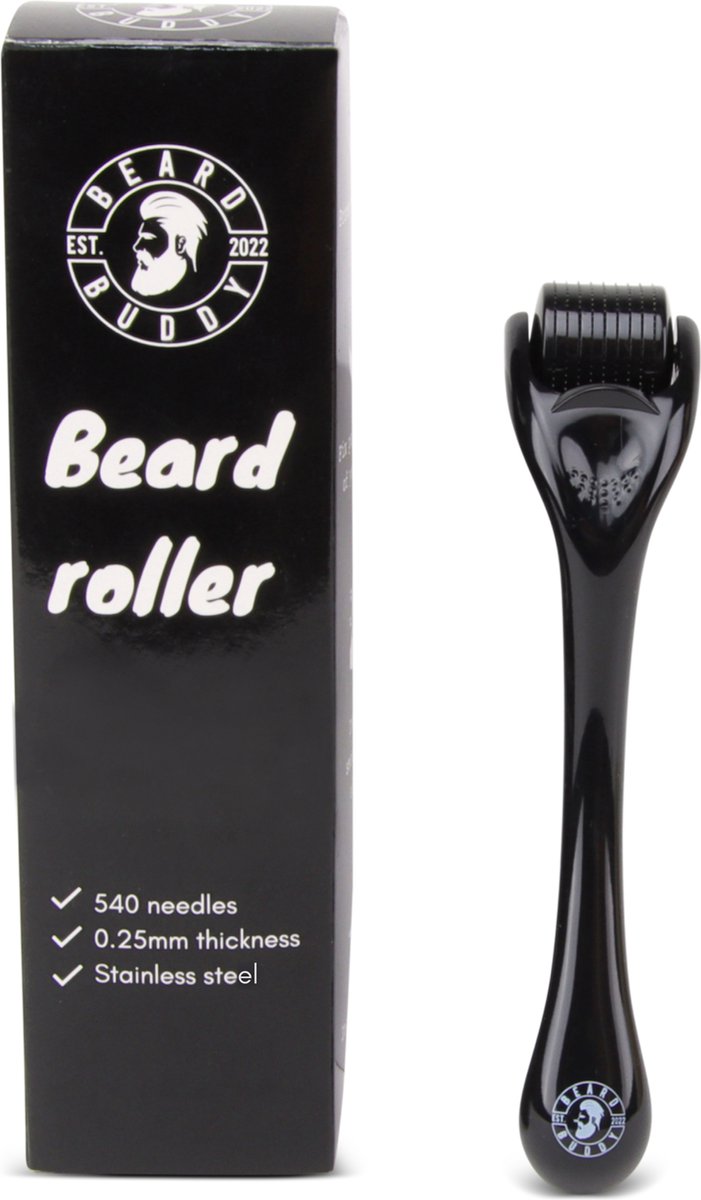 BeardBuddy Premium Baardroller 0.25mm - Beard Roller - Dermaroller - Baardgroei - Stainless Steel - RVS