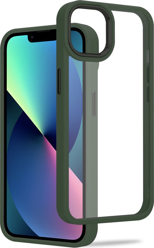 IYUPP Hoesje Geschikt voor iPhone 13 Hoesje - Shockproof Back Cover - Groen Transparant