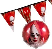Pakket Folieballon Horror clown en vlaggenlijn – Halloween.