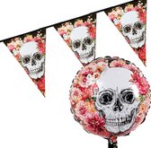 Pakket Folieballon en vlaggenlijn Day of dead – Halloween.