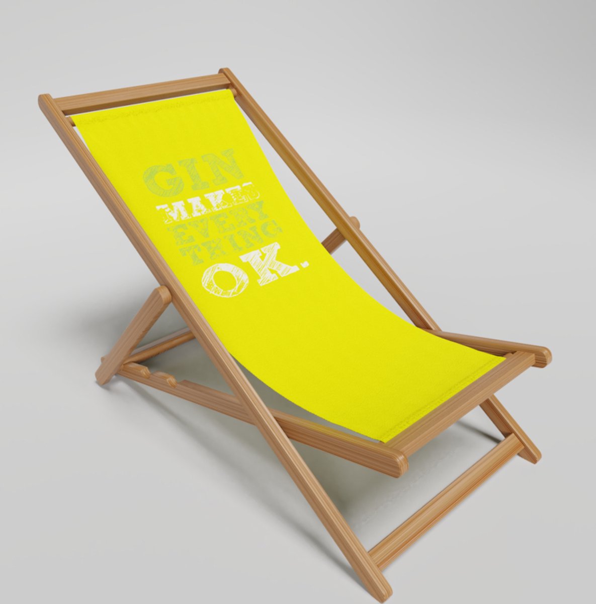 Strandstoel-bedrukken - Strandstoel Inklapbaar Gine Makes Everything OK - Vouwstoel - Verstelbaar - Stof en FSC Acaciahout Hoge Kwaliteit
