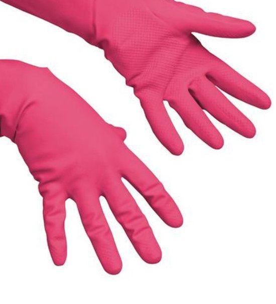 Foto: Multy rubberen handschoenen maat m schoonmaak handschoenen roze 1 paar schoonmaken huishoudhandschoenen geschikt voor mensen met latex allergie 