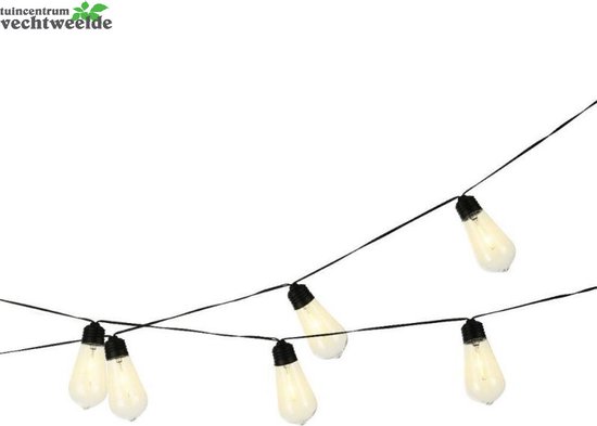 Solar feestverlichting lichtsnoer - Flashing effect - 180cm - 10 LEDS - Warm wit