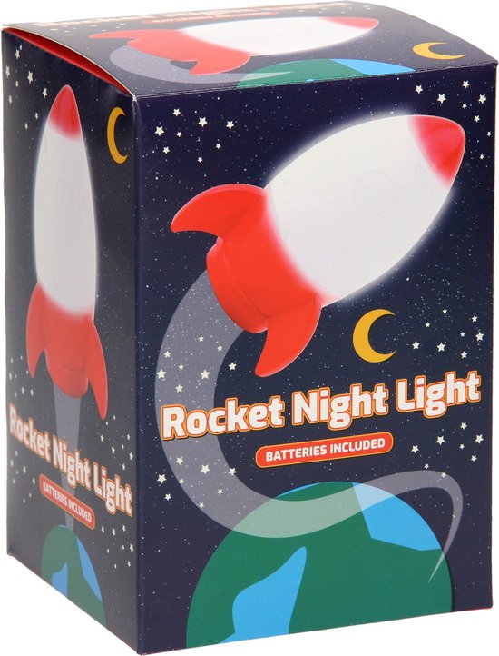 Johntoy Nachtlamp Raket Junior 14 Cm Rood/wit van Johntoy — afbeelding 4