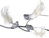 Goodwill Kerstbal-Vogel op klip Zilver-Wit 18 cm Assortiment 3 Stuks