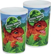 2x stuks kunststof drinkbeker Jurassic World dinosaurus 220 ml - Onbreekbare kinder bekers