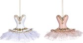 Goodwill Kerstbal-Ballerina Kostuum Wit-Roze H 9 cm Voordeelass. Per 2 Stuks