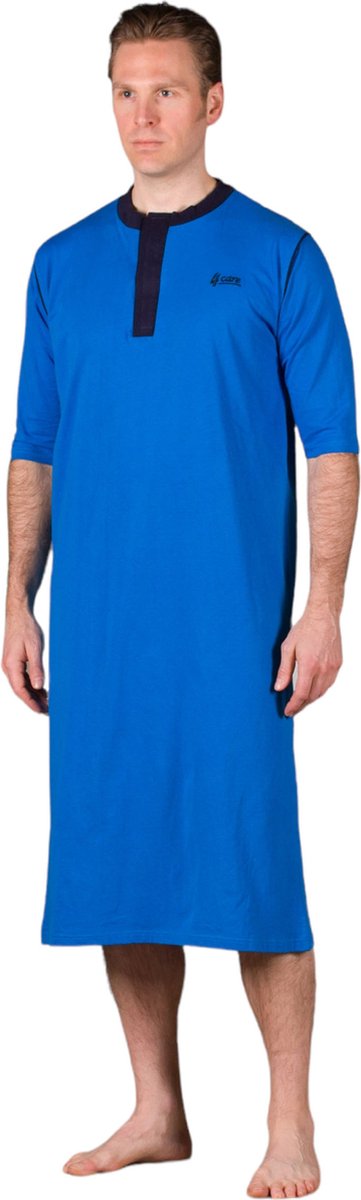 Nachthemd achter open - Nachthemd met drukknopen - Zorg nachthemd- Blauw - XXL