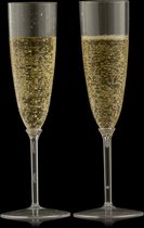 Decorline - 48 x Meervoudig gebruik kunststof champagneglazen van Glitter Goud steelglazen Plastic Champagne Fluit voor Bruiloften, Feesten & Party, 170ml - Set van 48 - Glitter Goud