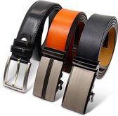 Ceinture homme boucle automatique - trois pièces - ceinture homme - boucles de ceinture - boucle automatique - Zwart, Marron et Blauw