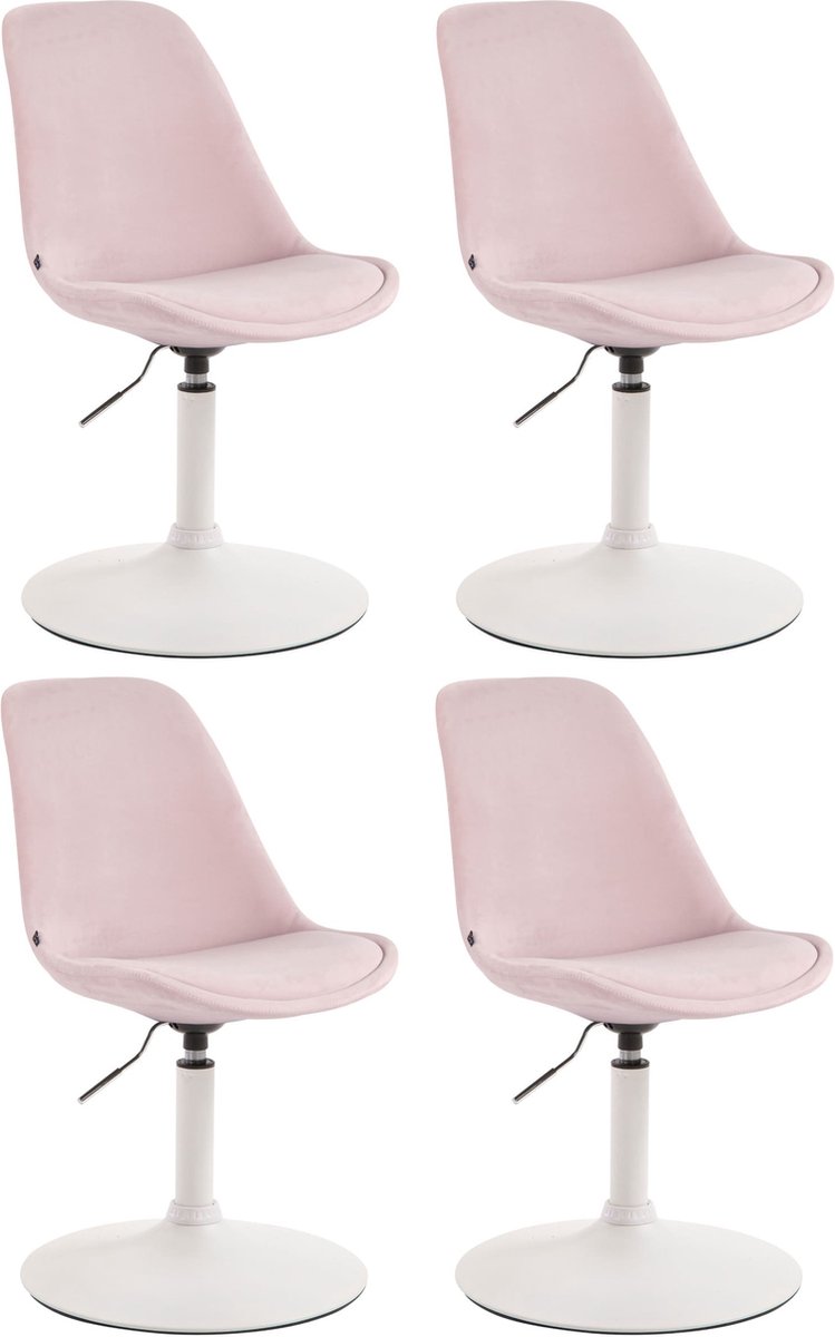 CLP Maverick Set van 4 Eetkamerstoelen - Fluweel roze wit