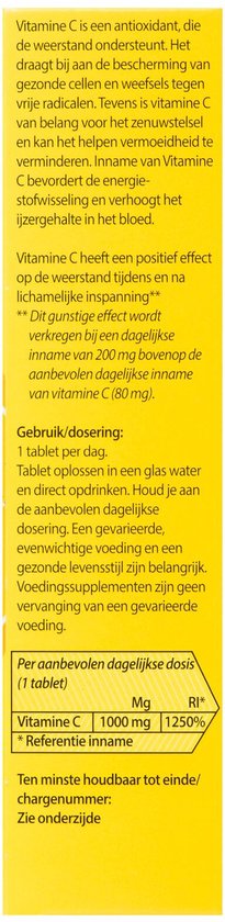 Roter Vitamine C 1000mg bruis - Hoge dosering vitamine C ter ondersteuning van je natuurlijke weerstand - 40 bruistabletten met abrikoos-sinaasappelsmaak